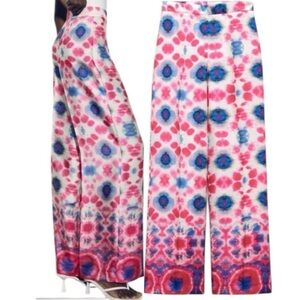New Zara VIRAL Vibrant Tie-Dye Wide Leg Flowy High Rise Pants Lightweight